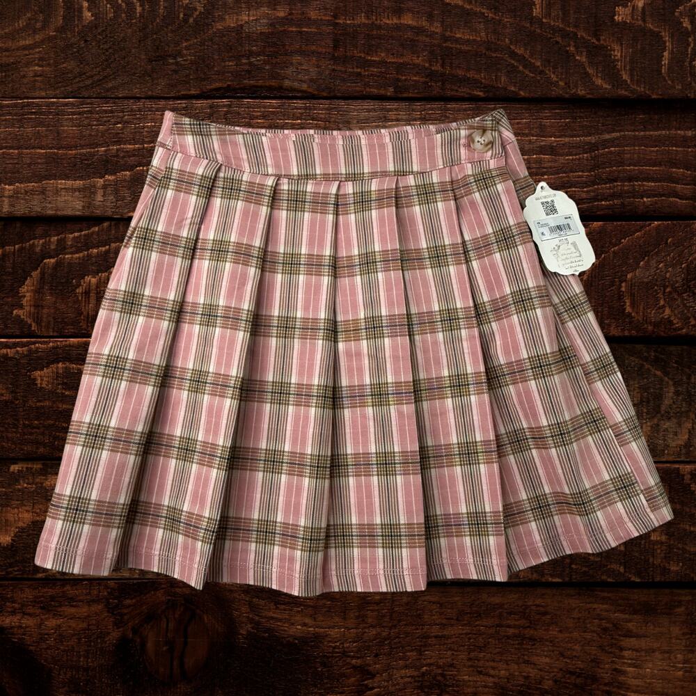 Altar'd State Pink High-Rise Plaid Pleated Mini Skirt Size Small - Picture 2 of 8